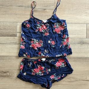 Forever 21 Floral Navy PJs set Shorts Pajamas
